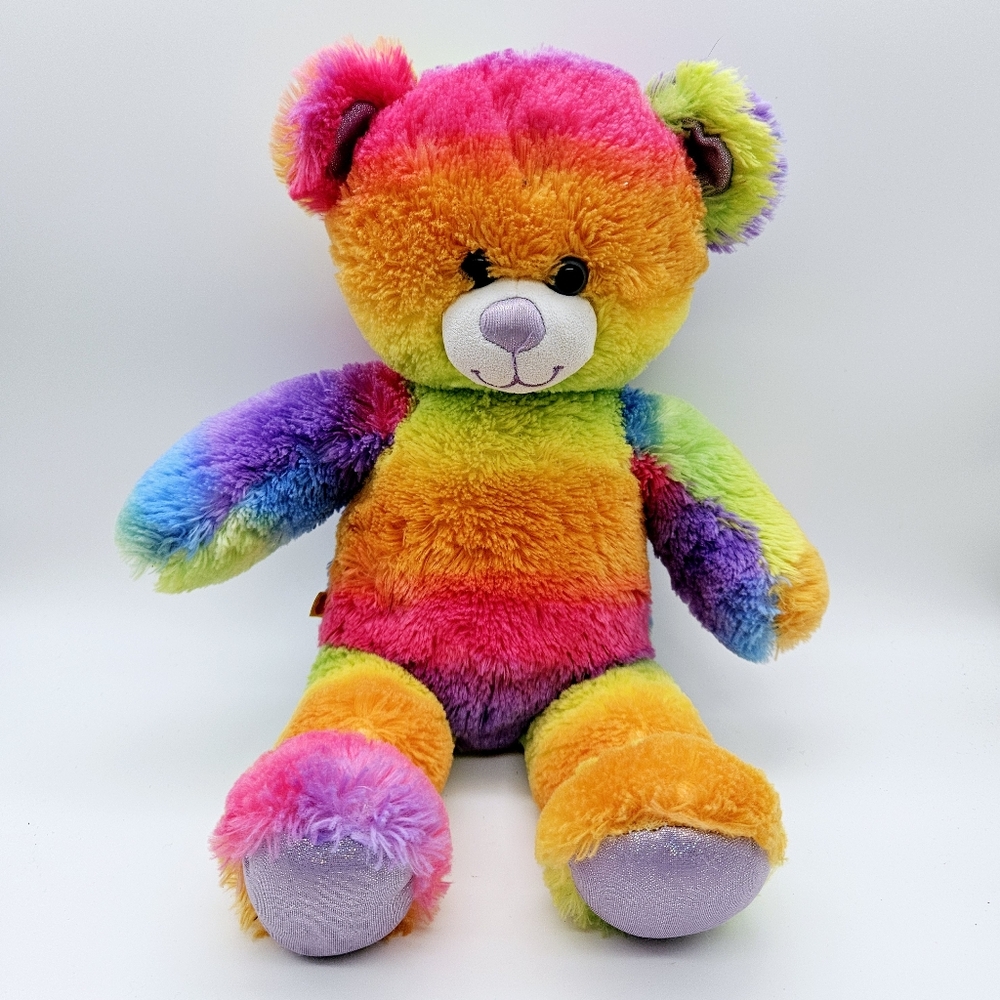 BAB | colourful striped rainbow tie-dye plush teddy bear toy 2014